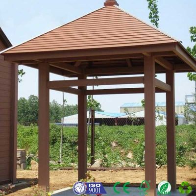 Harga yang bagus Paviliun Gazebo Komposit Kayu Plastik Luar Ruang Ukuran 10x10 kaki on line