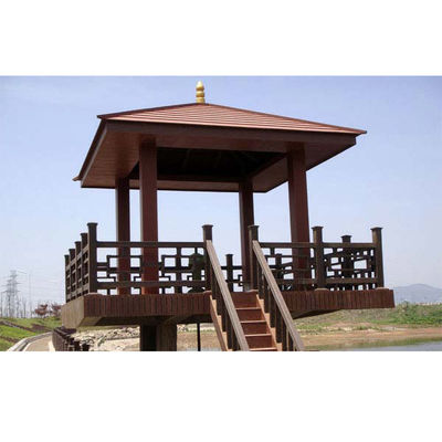 Harga yang bagus Ringan WPC Gazebo Waterproof Outdoor Kayu Gazebo Warna Brown on line