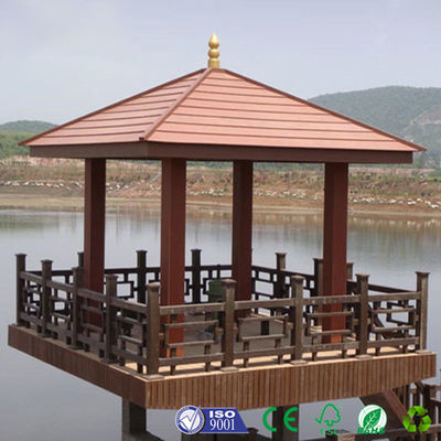 Harga yang bagus Customized WPC Gazebo tahan UV Outdoor Kayu Gazebo Brown Warna on line