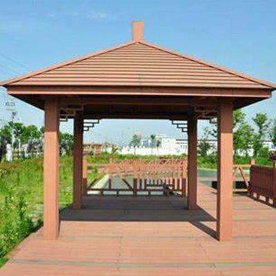 Harga yang bagus Outdoor Brown WPC Gazebo WPC Pavilion yang tahan UV on line